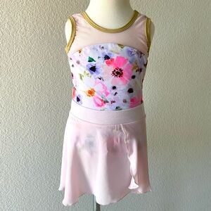 Pink floral leotard and skirt Child Size M